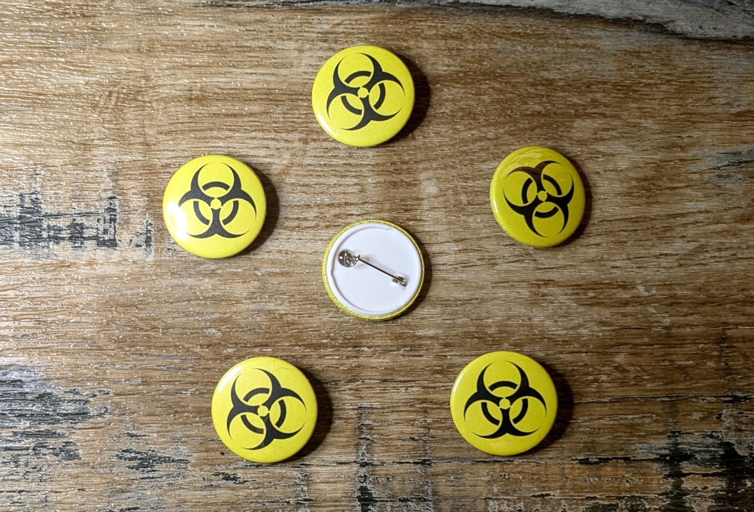 Biohazard Symbol Button Badge
