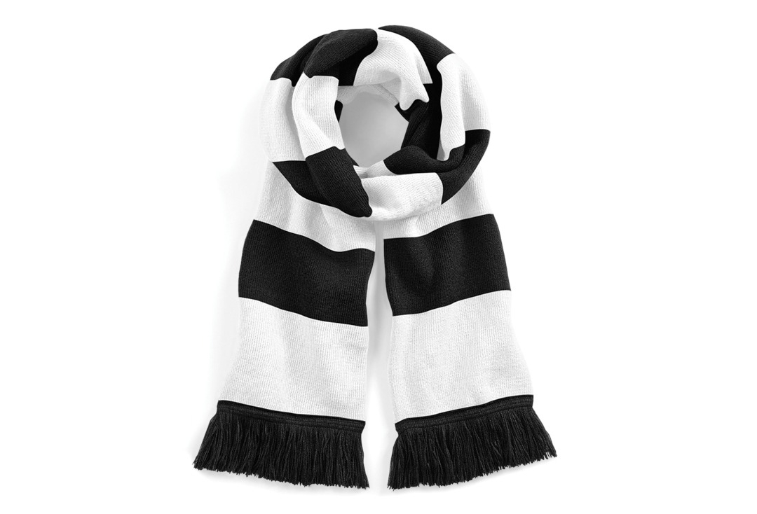 White & Black Stripe Tassel Scarf