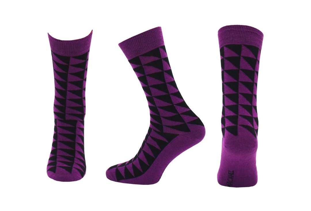 Purple & Black Triangle Macahel Men's Socks