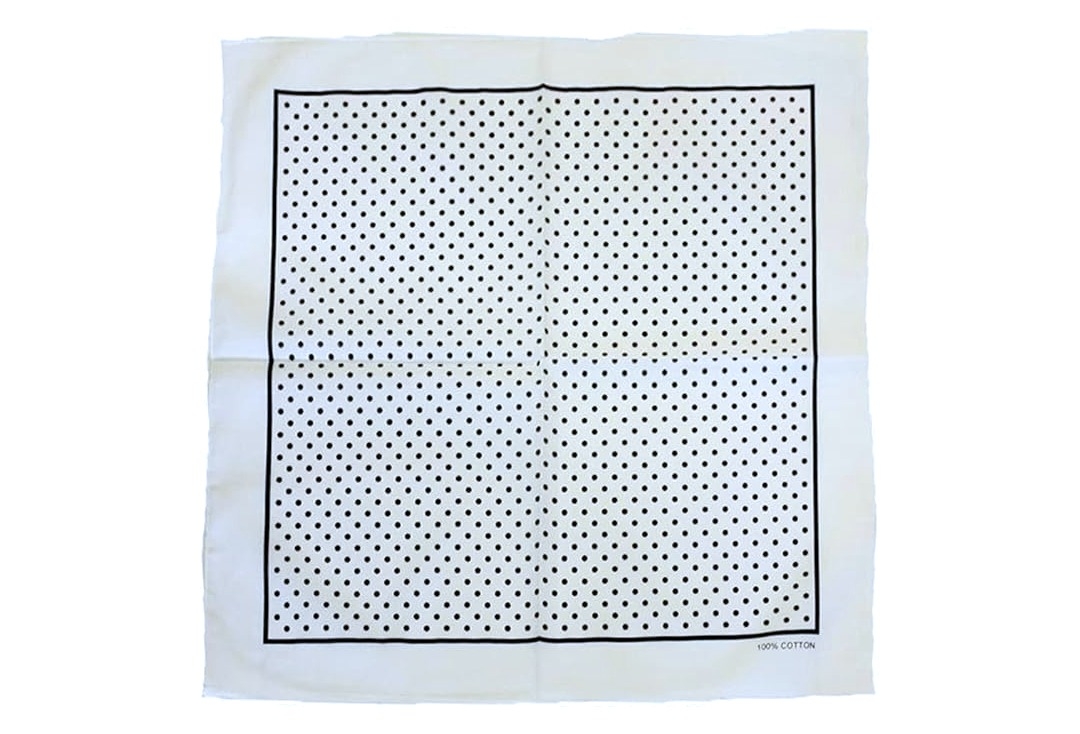 White With Black Polka Dot Cotton Bandana