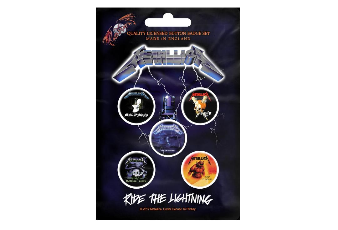 Official Band Merch | Metallica - Ride The Lightning Button Badge Pack