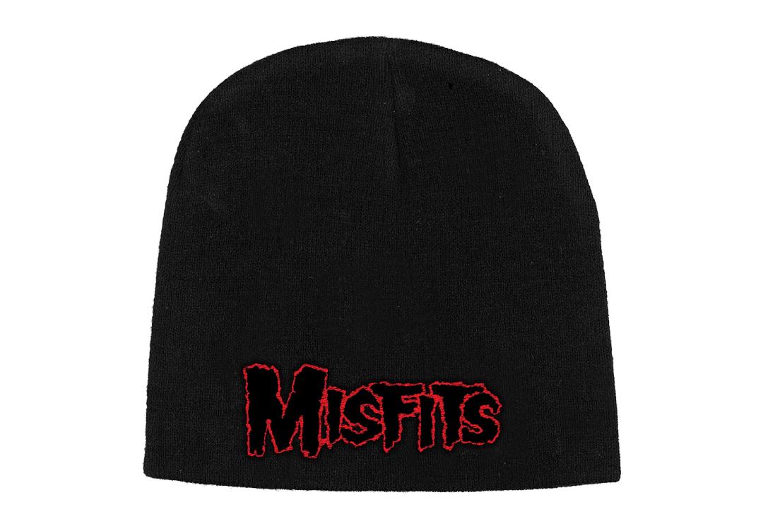 Official Band Merch | Misfits - Red Logo Embroidered Official Knitted Beanie Hat