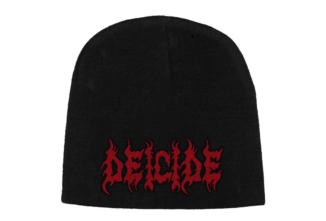 Official Band Merch | Deicide - Red Logo Embroidered Official Knitted Beanie Hat