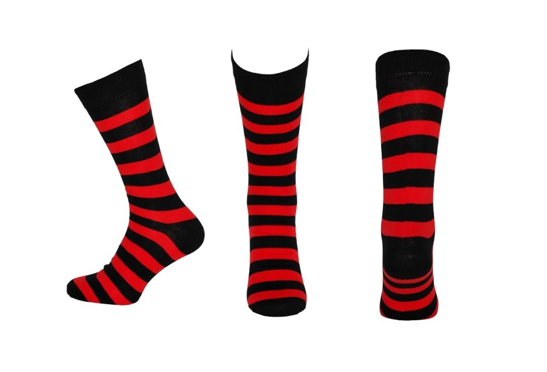 Macahel | Red & Black Thick Stripe Men's Socks