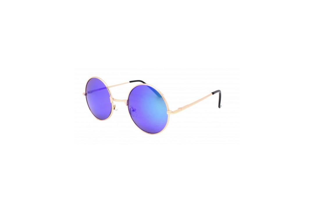 RayFlector | Blue Green Mirror & Rose Gold Frame Round Lennon Sunglasses