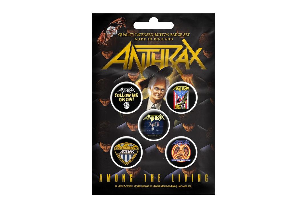 Official Band Merch | Anthrax - Among The Living Button Badge Pack