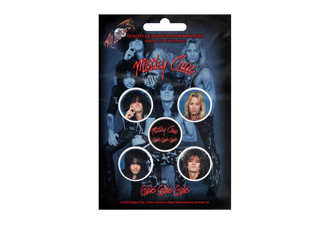 Official Band Merch | Motley Crue - Girls Girls Girls Button Badge Pack