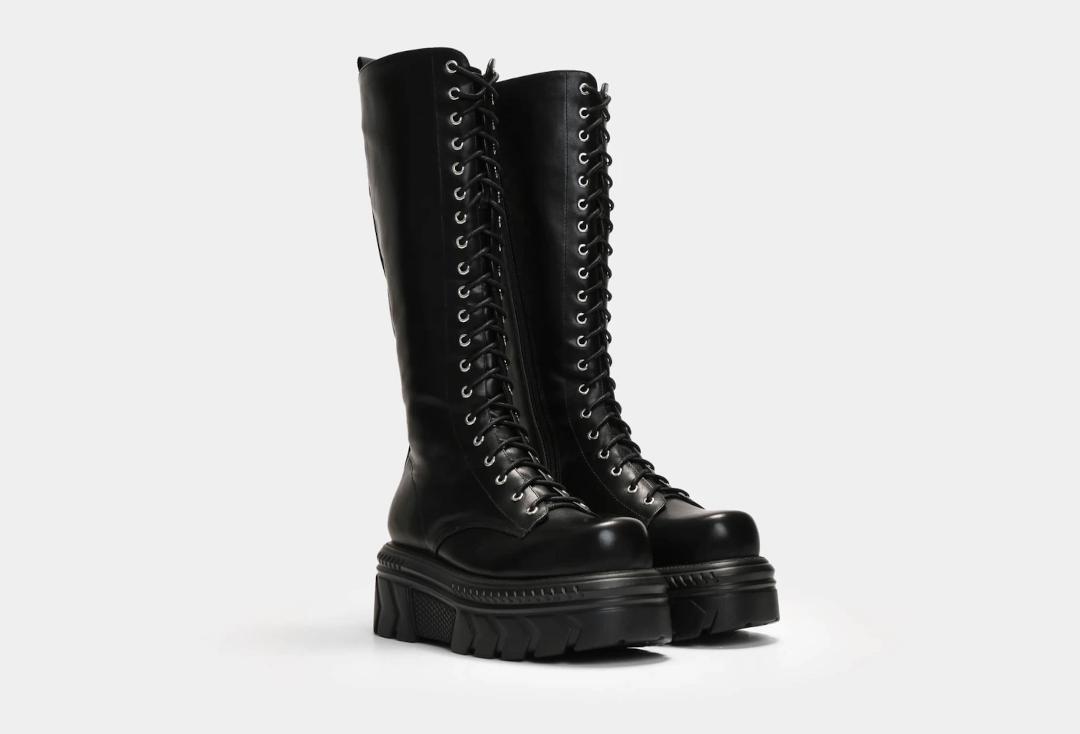 Koi Footwear | Alaric Lace Up Platform Stomper Boots - Front SIde
