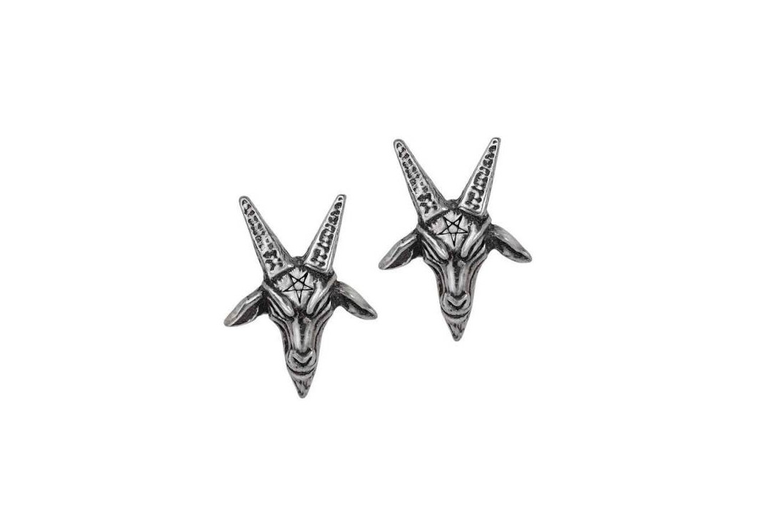 Alchemy Gothic | Baphomet Ear Studs - Front