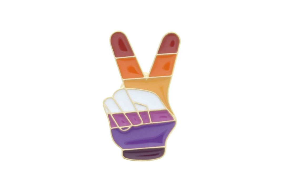 Void Clothing | Lesbian Pride Peace Sign Metal Pin Badge