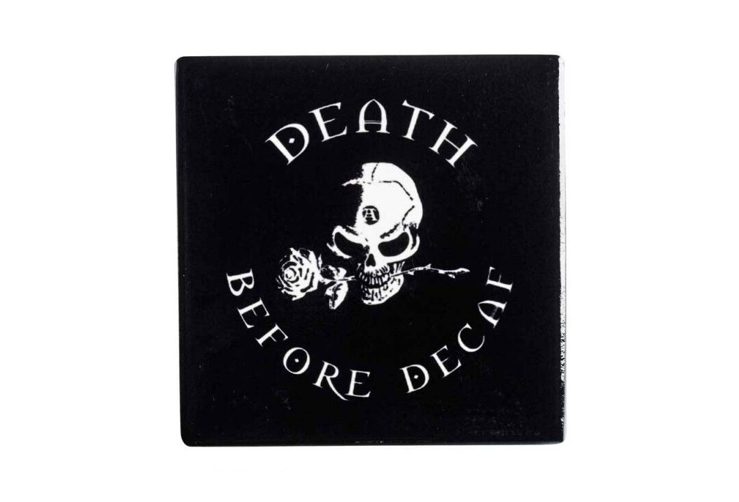 Alchemy Gothic | Death Before Decaf Ceramic Coaster - Main