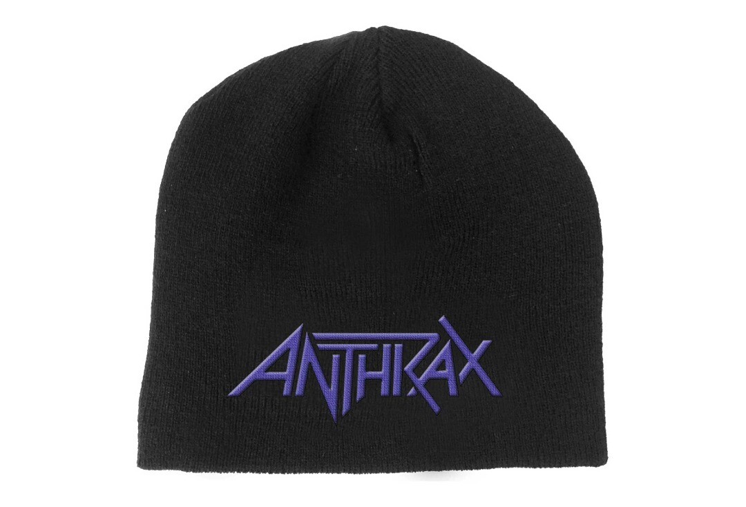 Official Band Merch | Anthrax - Purple Logo 3D Embroidered Official Knitted Beanie Hat