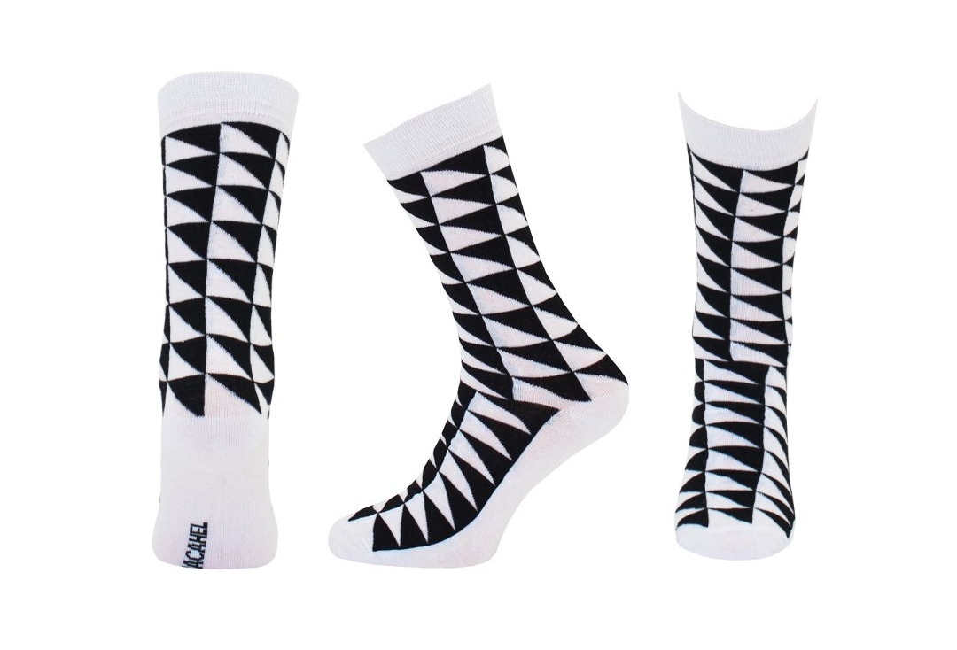 White & Black Triangle Macahel Men's Socks