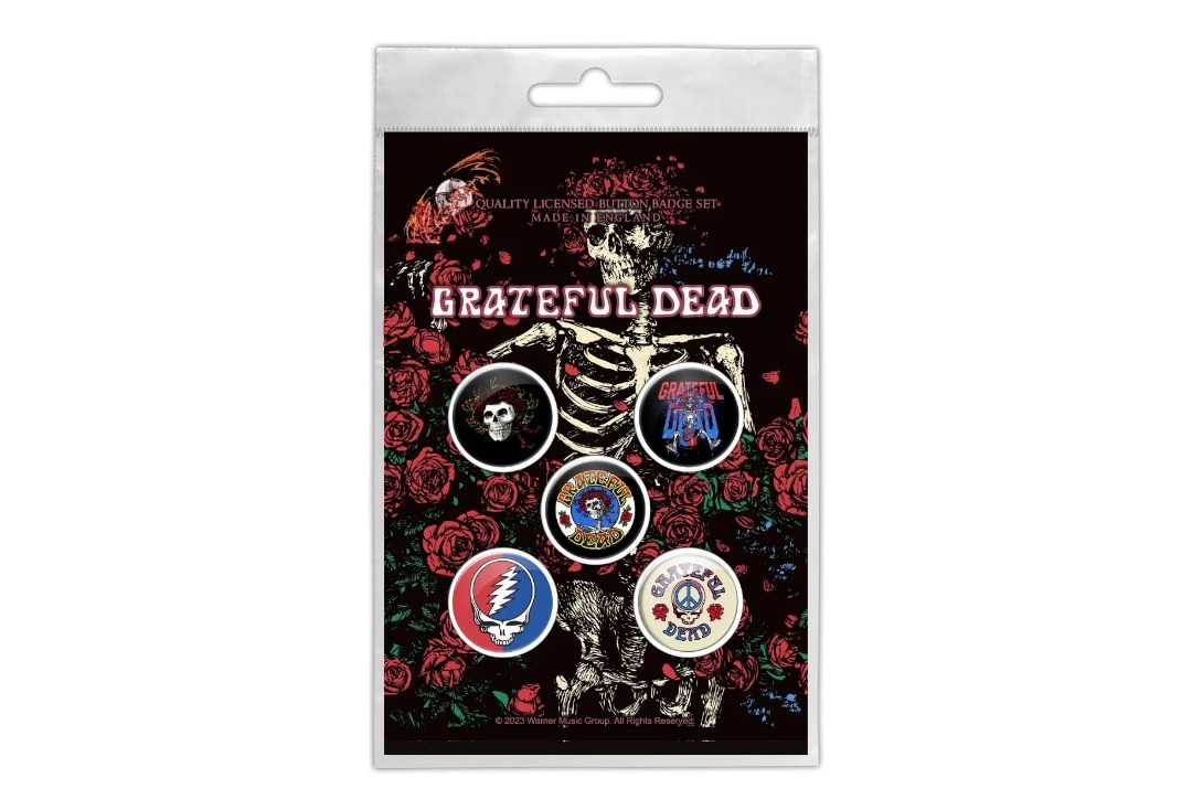 Grateful Dead - Skeleton & Rose Official Button Badge Pack