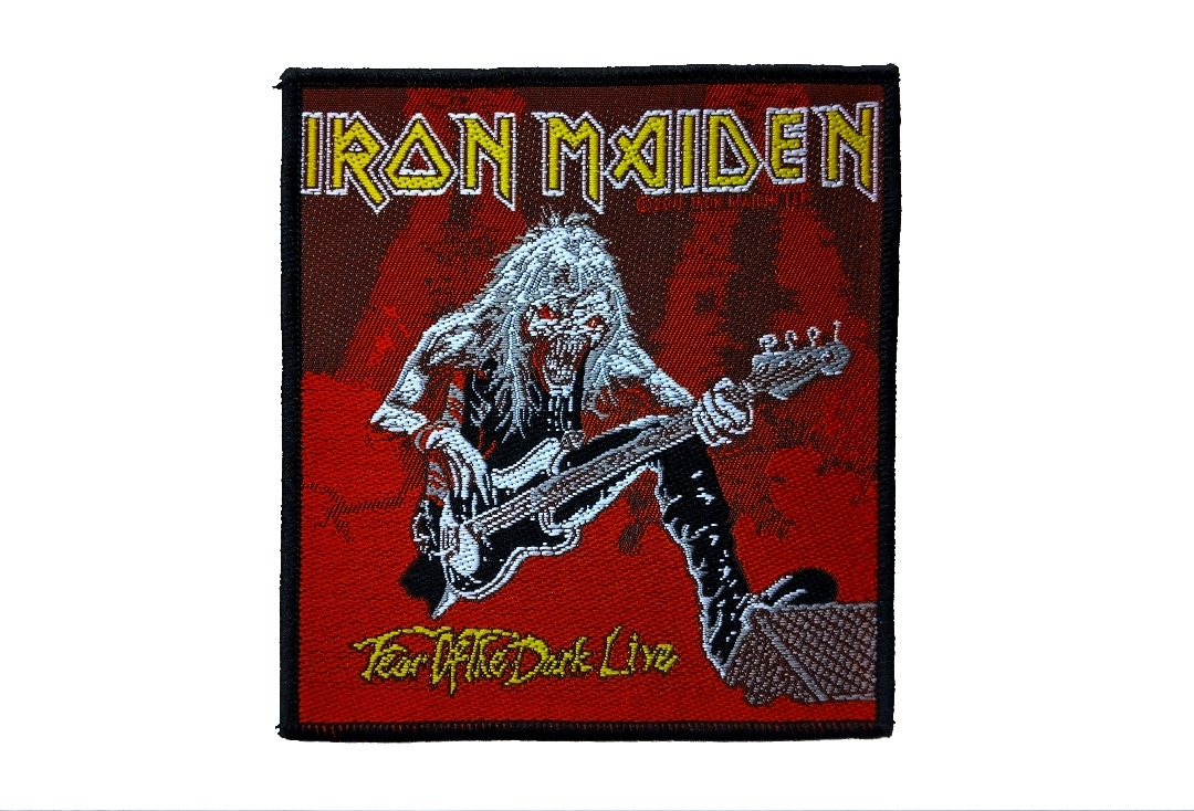Iron Maiden - Fear Of The Dark Live Red Background Woven Patch