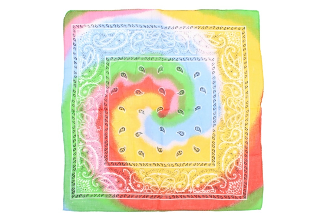 Pastel Spiral Tie Dye Paisley Cotton Bandana