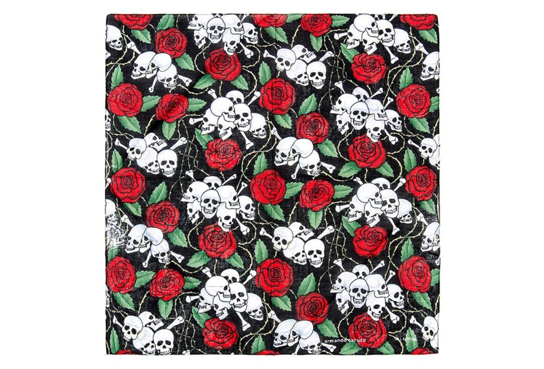 Void Clothing | Skull & Red Roses Cotton Bandana