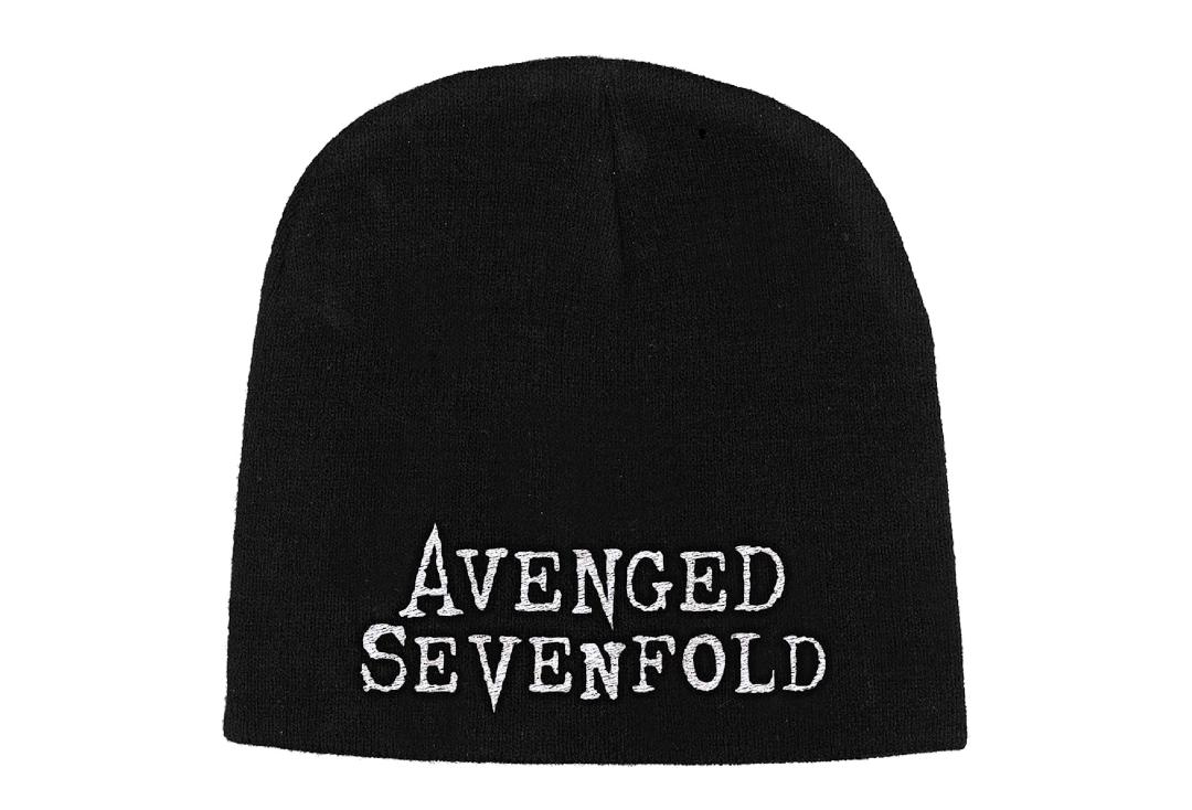 Official Band Merch | Avenged Sevenfold - White Logo Embroidered Official Knitted Beanie Hat