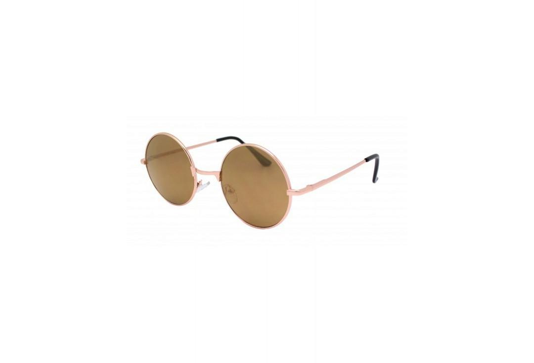 RayFlector | Brown Mirror & Rose Gold Frame Round Lennon Sunglasses