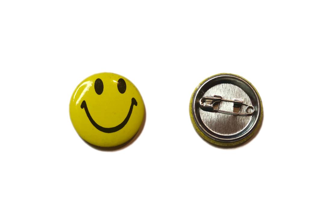 Yellow Happy Face Button Badge