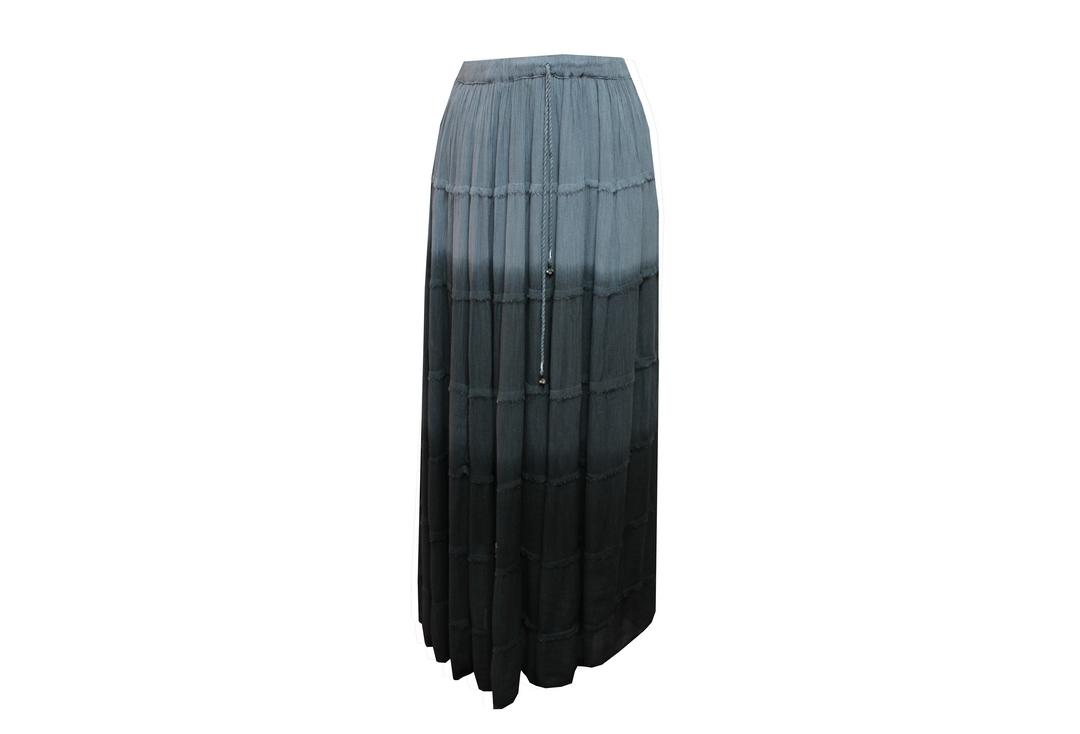 Void Clothing | Black Fade Hippy Tiered Crinkle Skirt - Front
