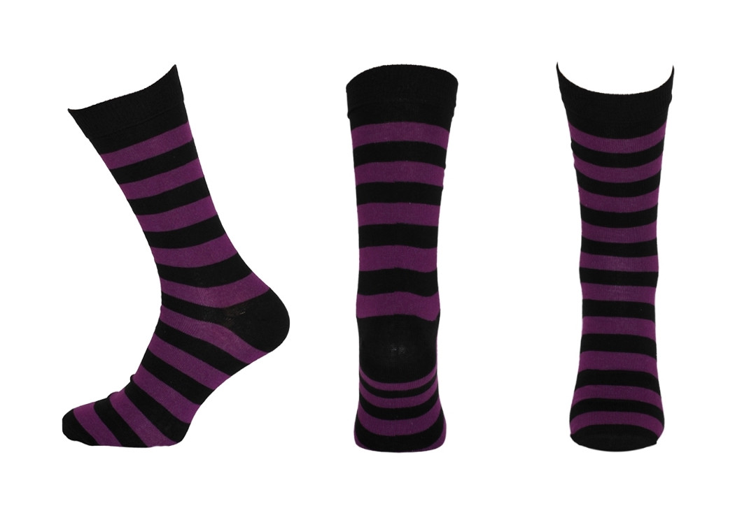 Macahel | Purple & Black Thick Stripe Men's Socks