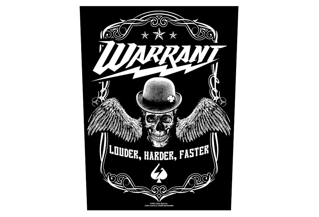 Official Band Merch | Warrant - Louder, Harder, Faster Printed Back Patch