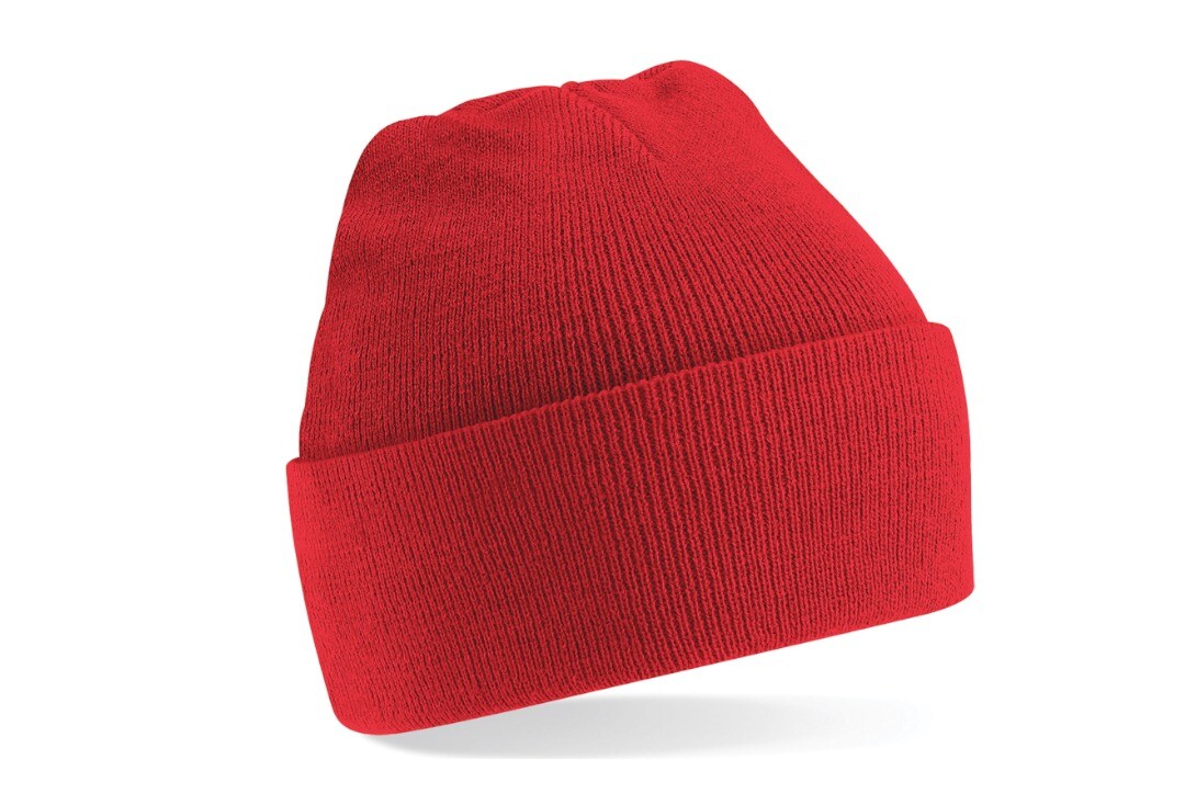 Void Clothing | Bright Red 2 in 1 Beanie Hat - Folded