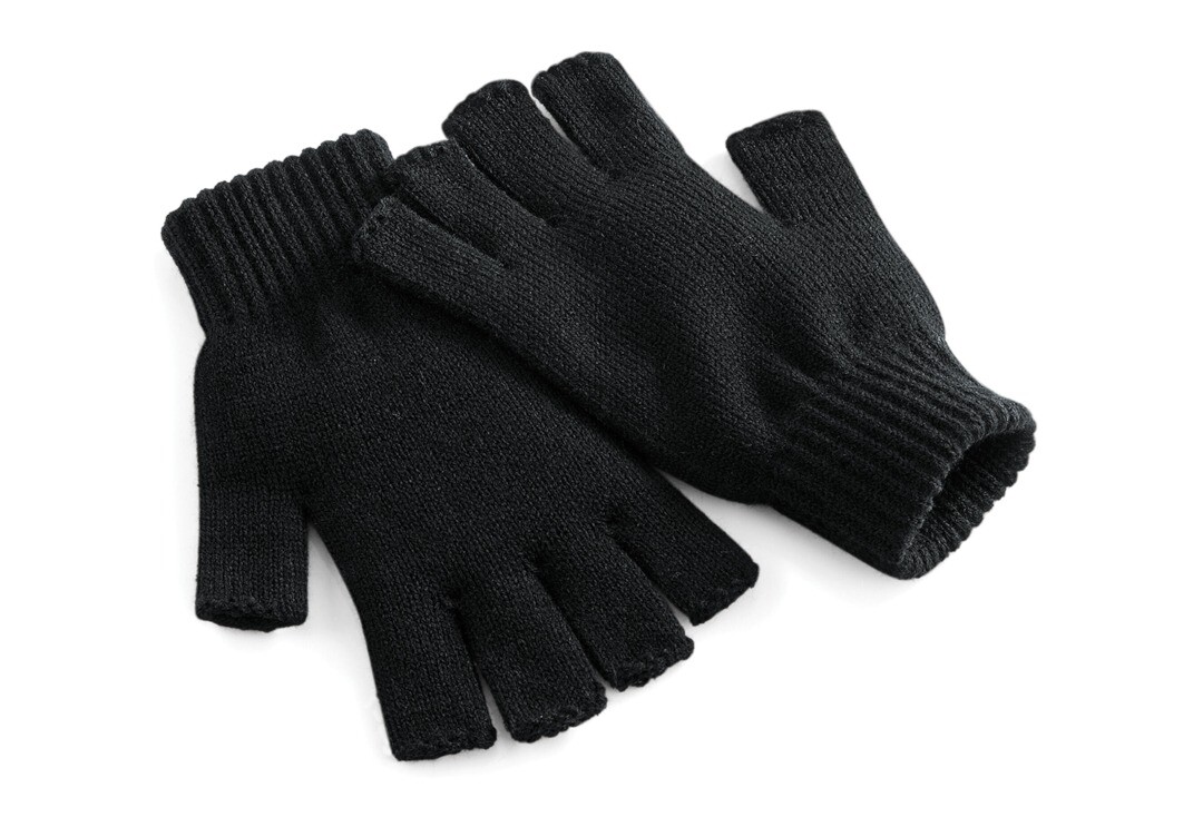 Void Clothing | Black Plain Fingerless Gloves - Main