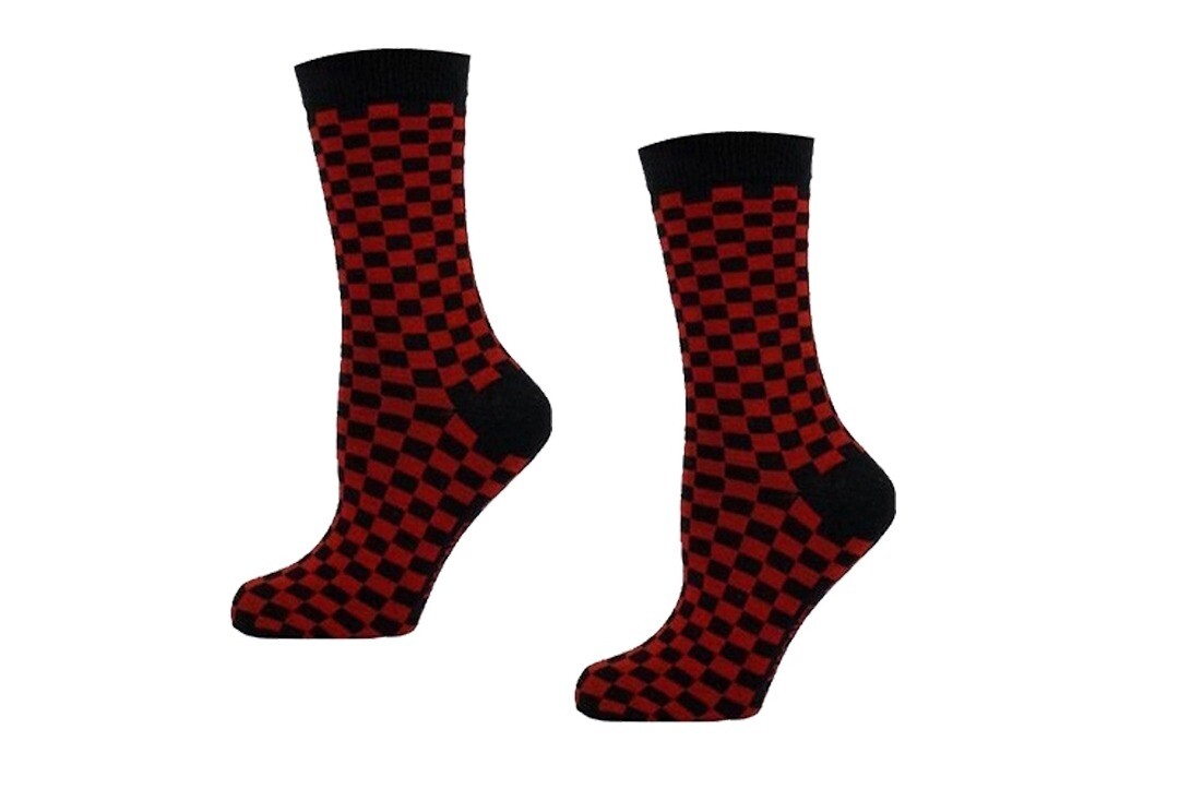 Macahel | Red & Black Chequered Macahel Men's Socks