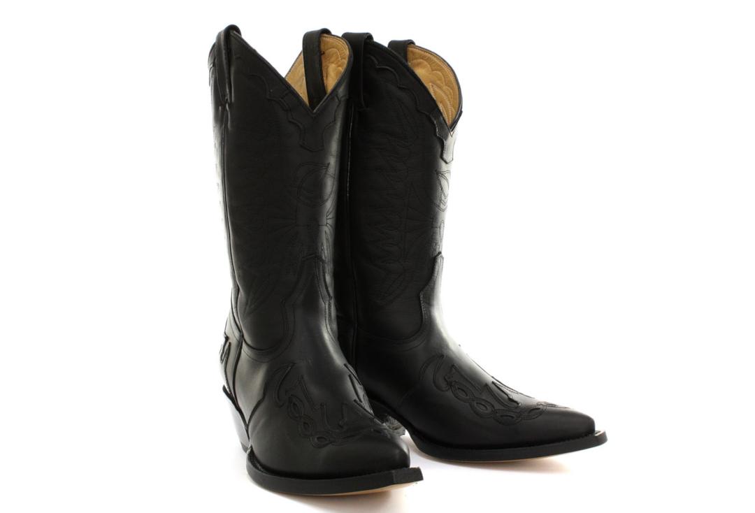 Grinders | Arizona Black Leather Men's Cowboy Boots - Full Front View