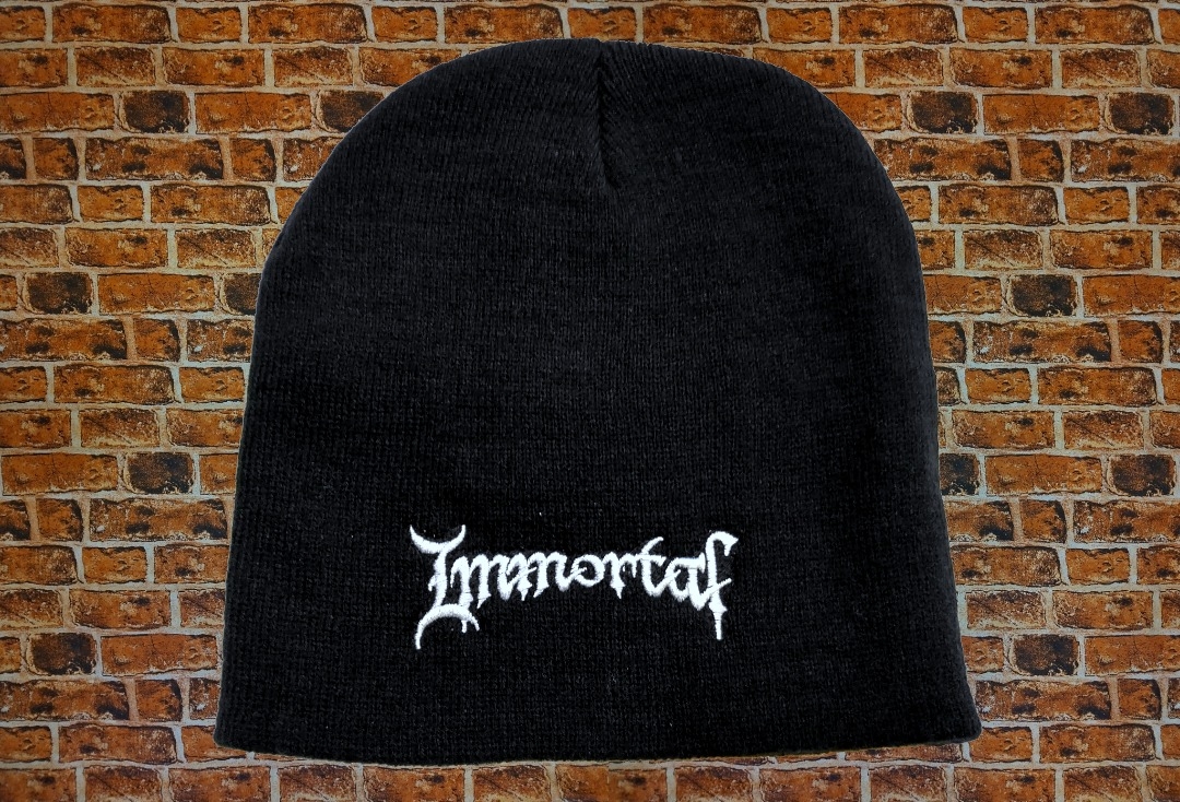 Immortal - White Logo Embroidered Official Knitted Beanie Hat