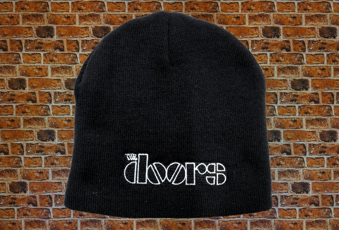 The Doors - White Logo Embroidered Official Knitted Beanie Hat