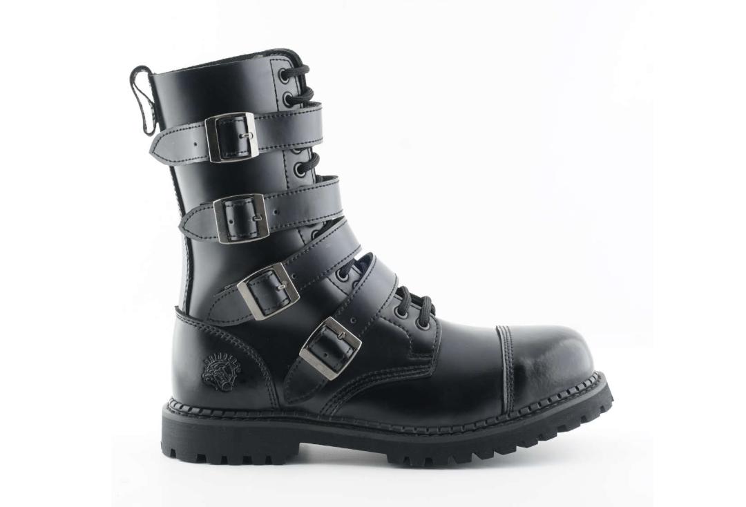 Grinders | Quad Women's Black Leather Boots - Side View