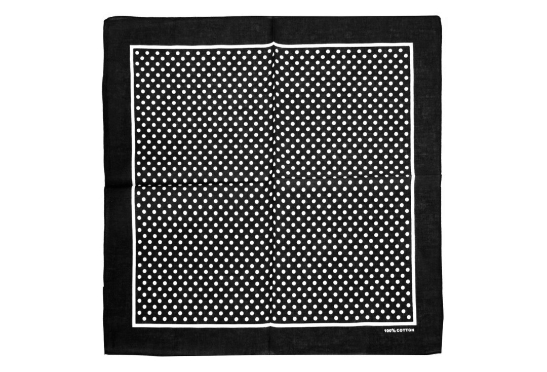 Black With White Polka Dot Cotton Bandana