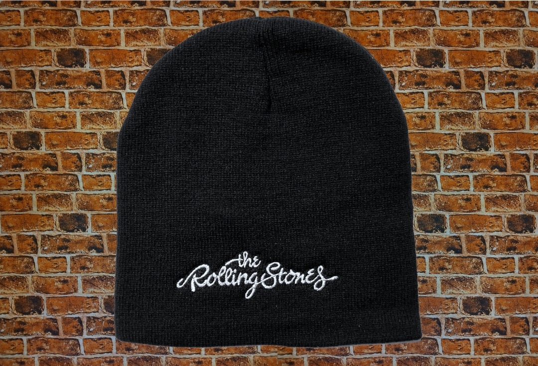 The Rolling Stones - White Logo Embroidered Official Knitted Beanie Hat