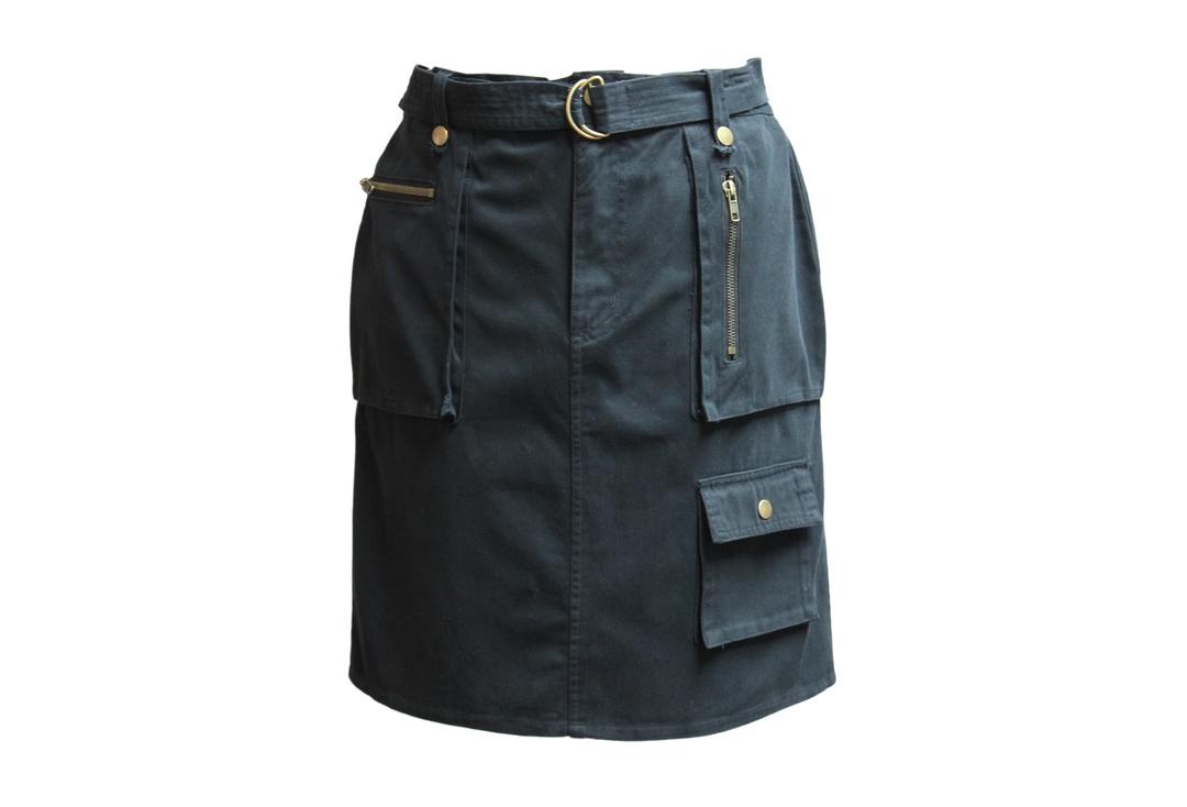 Void Clothing | Black Short Combat Pocket Skirt - Front