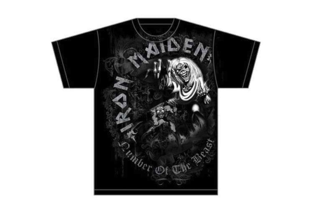 Official Band Merch | Iron Maiden - Number Of The Beast Grey Official Men's Short Sleeve T-Shirt