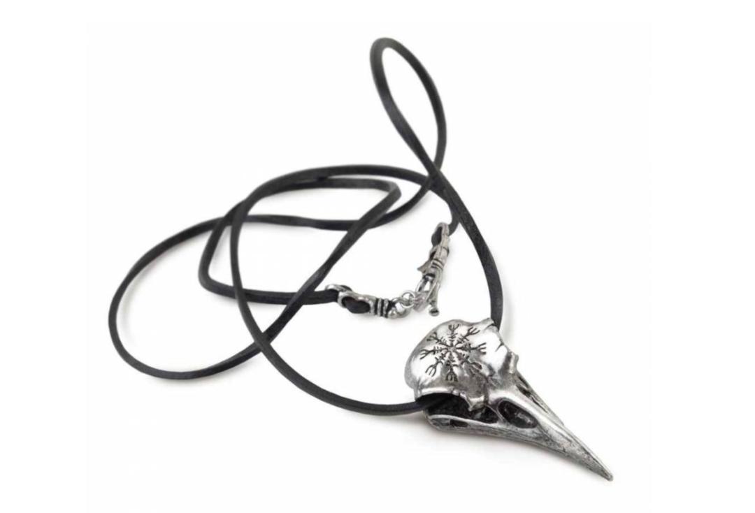 Alchemy Gothic | Helm Of Awe Raven Skull Pendant - With Cord