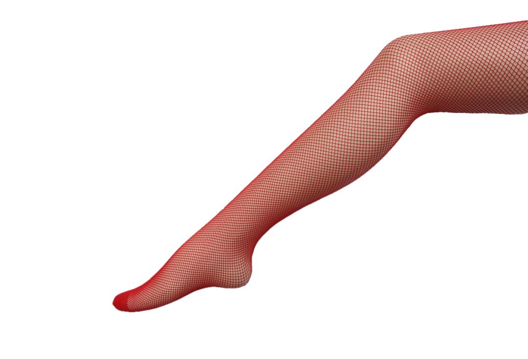 Plain Red Silky Fishnet Tights