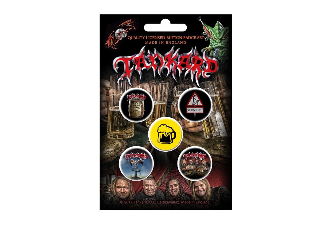 Official Band Merch | Tankard - One Foot In The Grave Button Badge Pack