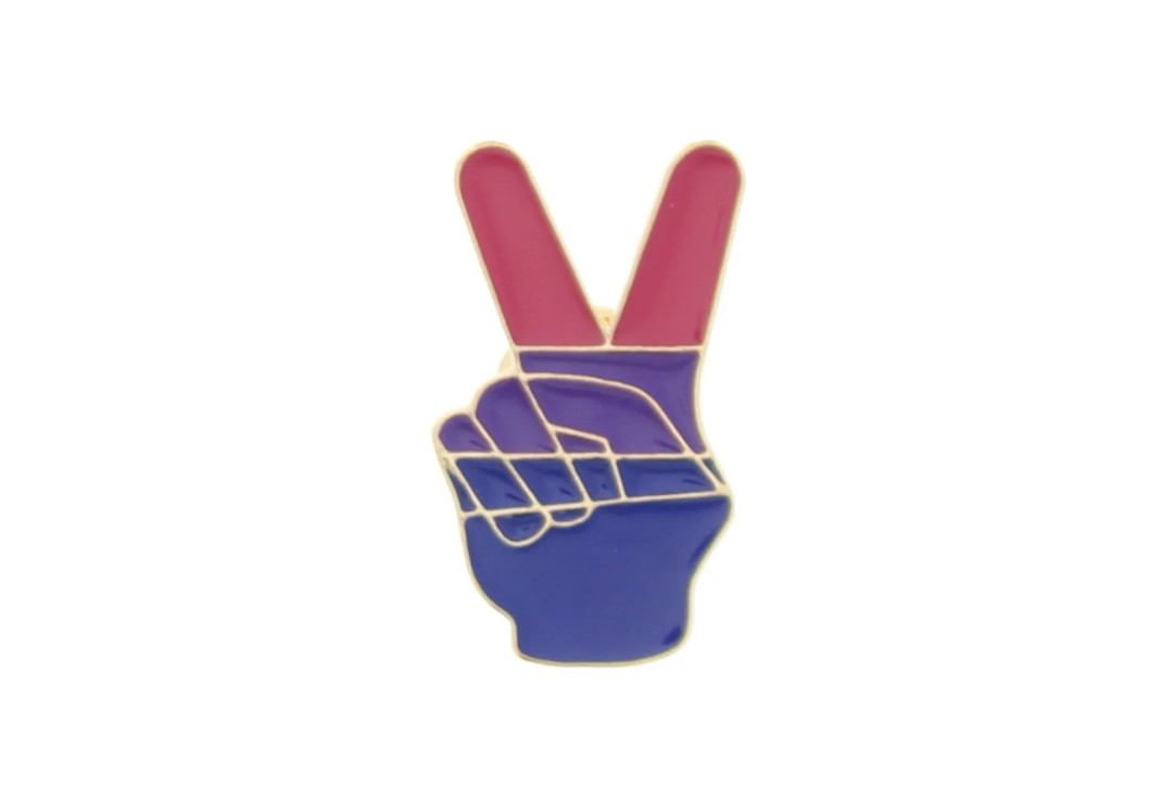 Void Clothing | Bisexual Pride Peace Sign Metal Pin Badge