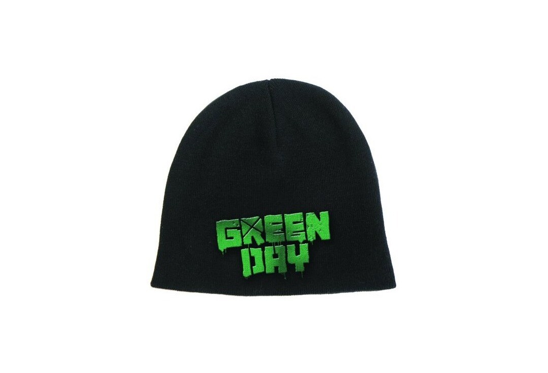 Official Band Merch | Green Day - 3D Green Logo Embroidered Official Knitted Beanie Hat