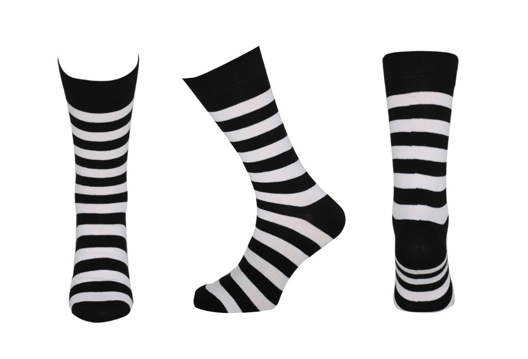 White & Black Thick Stripe Macahel Men's Socks