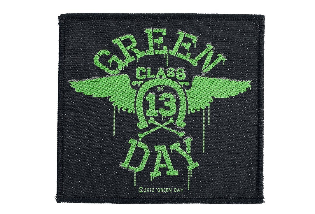 Official Band Merch | Green Day - Spray Paint Green Wings Woven Patch