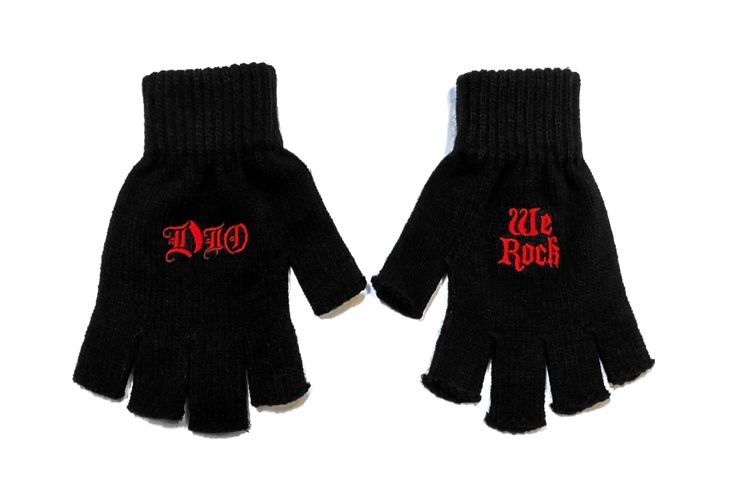 Dio - We Rock! & Logo Embroidered Knitted Fingerless Gloves