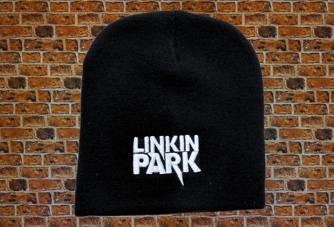 Linkin Park - White Stacked Logo Embroidered Official Knitted Beanie Hat