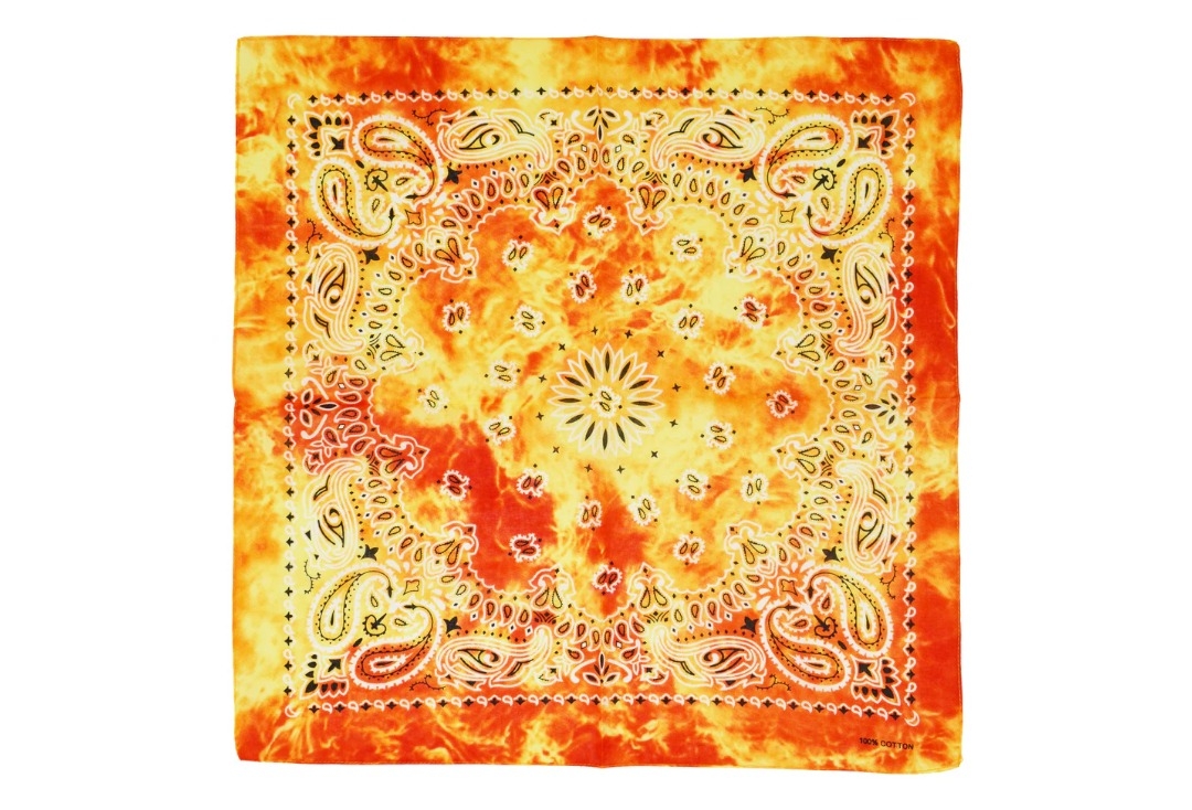 Orange Flame Shaded Retro Paisley Cotton Bandana