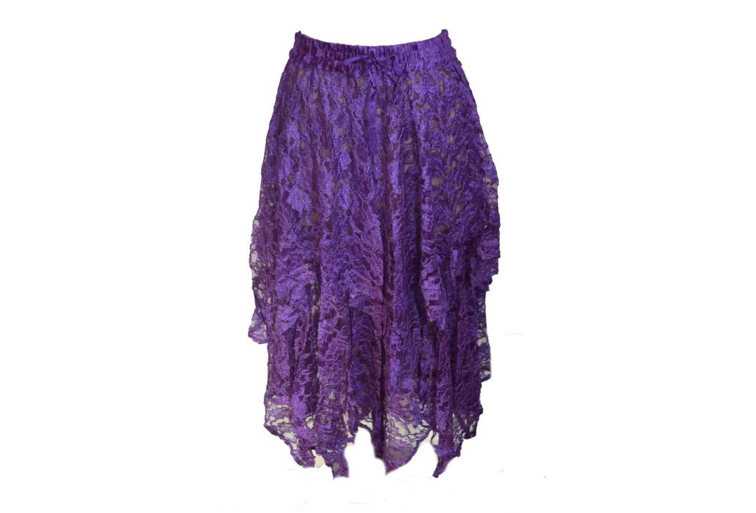 Darkstar By Jordash | Purple Brocade Lace Irregular Hem Skirt