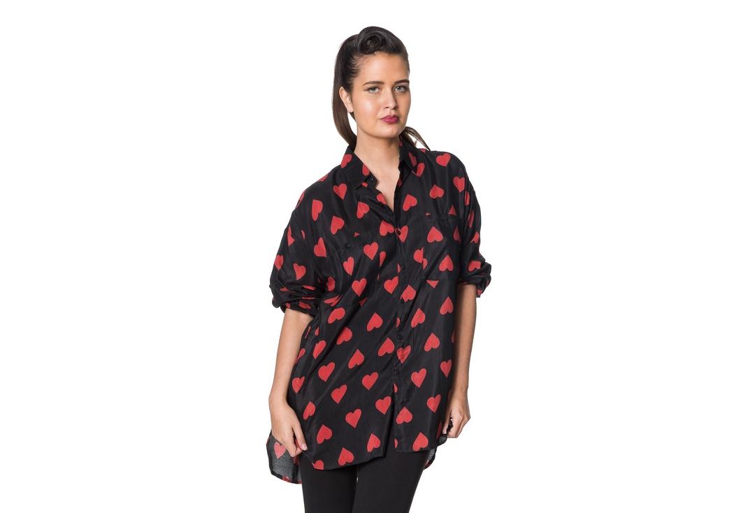 Void Clothing | Red Heart Black Shirt - Front